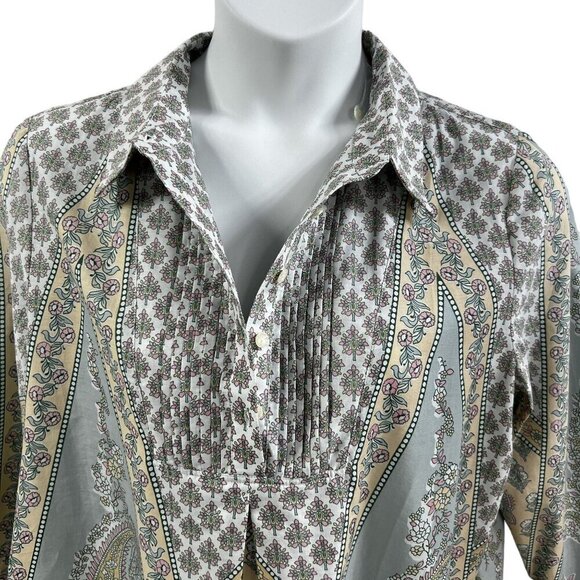 Soft Surroundings XL Womens Sky Blue Paisley Pleated Tabitha Tunic Boho Peasant - Picture 5 of 15